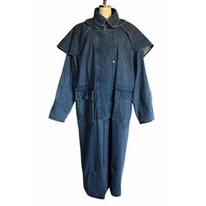 Vintage Wrangler Men’s Denim Duster XL Western Riding Coat w/Cape *RARE* 90s